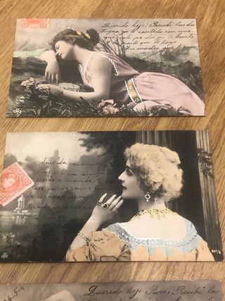 Lote 3 Postales Antiguas Románticas