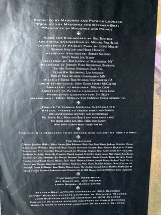 Disco Vinilo Madonna LP Like a Prayer. Edición USA