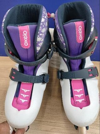 Patines Línea Niños Oxelo Play 5 Gris Rosa