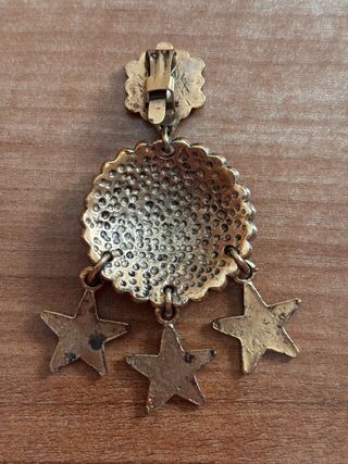 Pendientes vintage dorados con estrellas (clip)