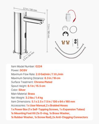Rubinetto per Lavabo Senza Contatto Automatico