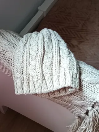 Conjunto gorro y bufanda lana tejido
