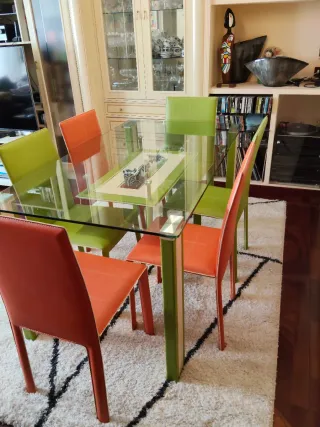 Solo hoy oferta,Mesa Comedor Cristal 6 Sillas