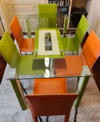 Solo hoy oferta,Mesa Comedor Cristal 6 Sillas