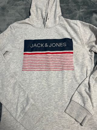 Sudadera Jack & Jones Gris Rayas Rojas