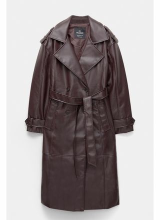 Gabardina larga vintage mujer marrón