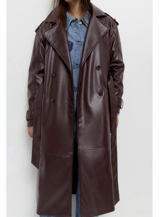 Gabardina larga vintage mujer marrón