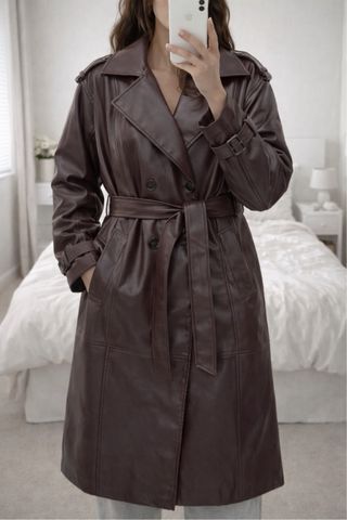 Gabardina larga vintage mujer marrón