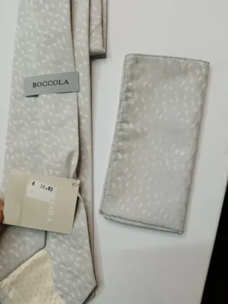 Conjunto Corbata y Pañuelo Eventos Plata