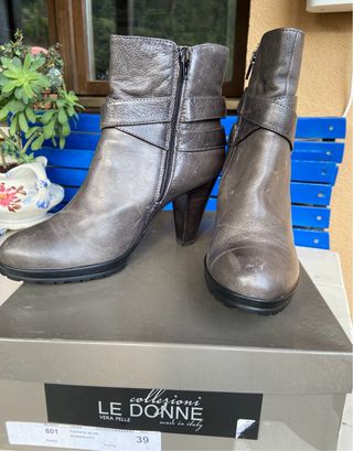 Stivaletti LE DONNE grigi tacco 39 in vera pelle