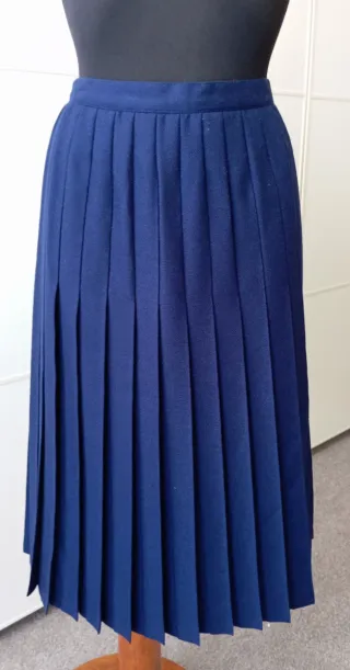 Falda vintage azul plisada