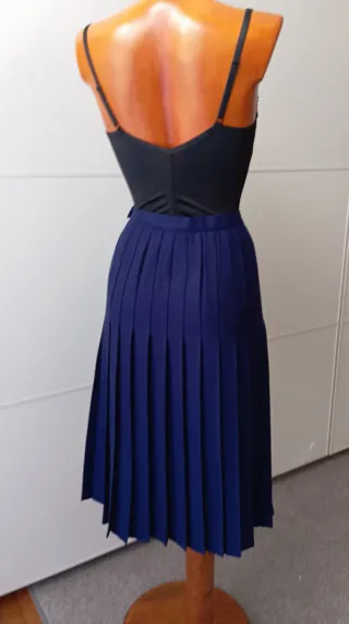 Falda vintage azul plisada