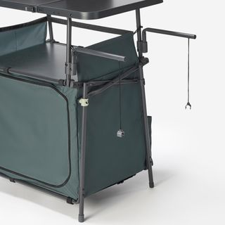 Mueble de cocina de camping L, plegable y con mampara