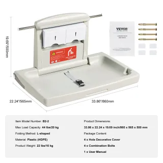 Fasciatoio a Parete Richiudibile per Neonati HDPE