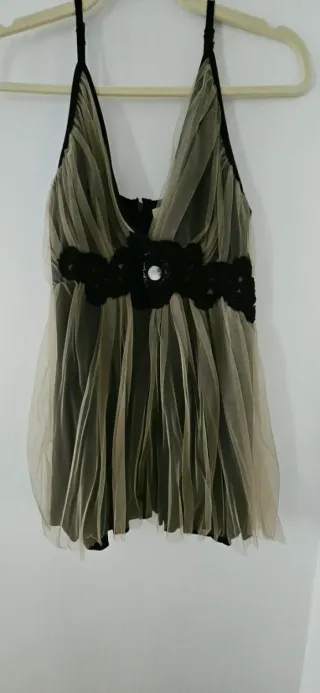 Top fiesta BDBA beige y negro