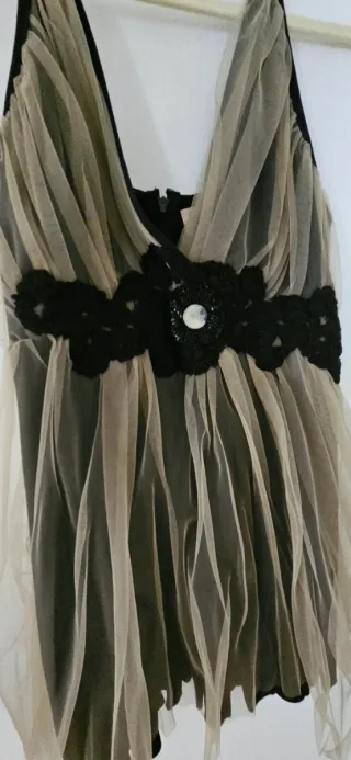 Top fiesta BDBA beige y negro