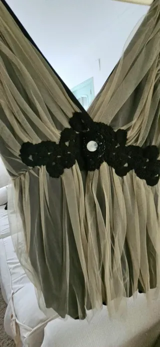 Top fiesta BDBA beige y negro