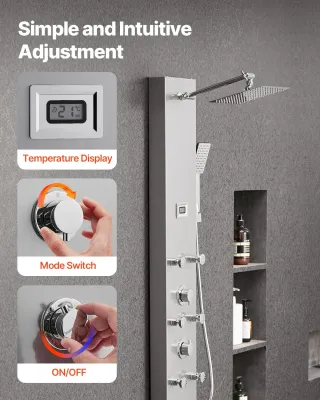 Pannello Doccia con Sistema a Torre con Soffione