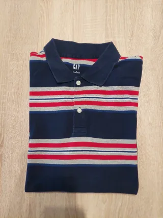 Polo GAP Talla M Rayas Azul, Rojo y Gris