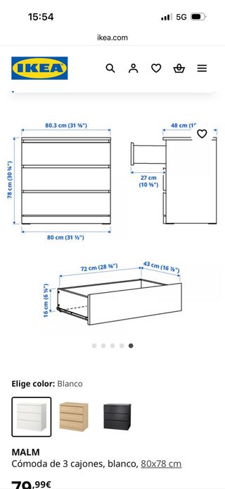 Cómoda MALM Ikea Blanca