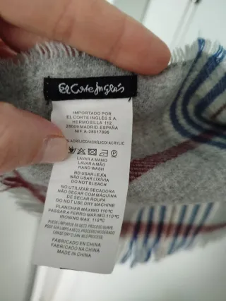 Bufanda de cuadros gris y multicolor