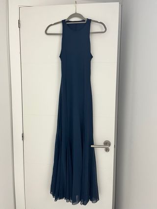 Vestido Zara largo tul godets azul