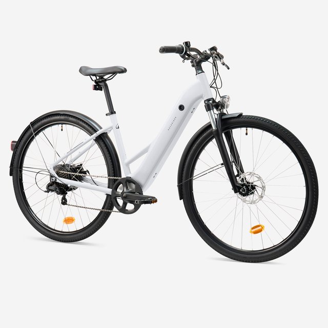 Bicicleta Trekking Eléctrica Cuadro Bajo E-Actv 100 Gris