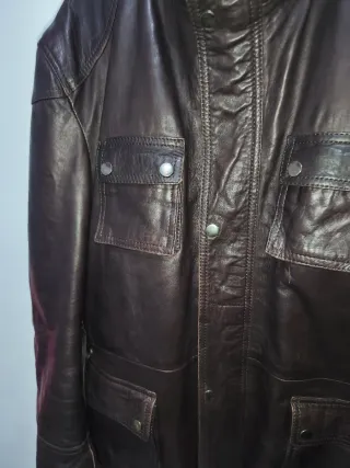 Chaqueta Cuero Marrón Talla 54 Hombre