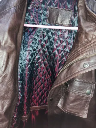 Chaqueta Cuero Marrón Talla 54 Hombre