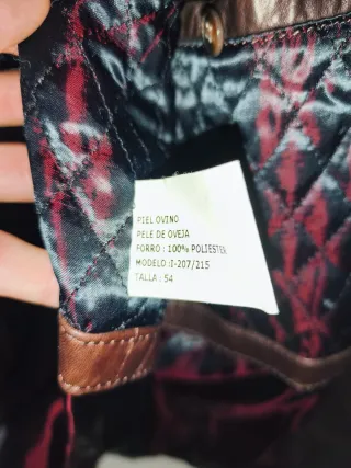 Chaqueta Cuero Marrón Talla 54 Hombre