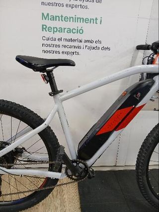 Bicicleta eléctrica MTB Rockrider E-ST 100 Blanco Rojo