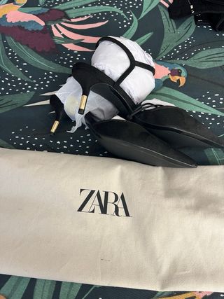 Zapatos Zara Tacon Destalonado Negro Talla 37