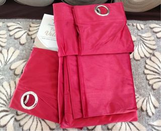 2 Tende Effetto  Velluto MB Coprente 135x275 Rosso