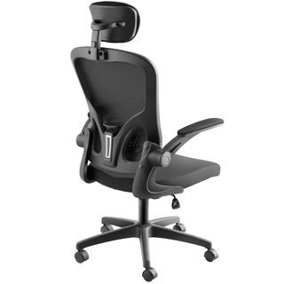 Silla de oficina ergonómica con reposacabezas ajustable, negro