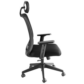 Silla de oficina ergonómica con reposacabezas ajustable, negro