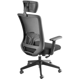 Silla de oficina ergonómica con reposacabezas ajustable, negro