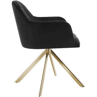 Silla de comedor giratoria 360º terciopelo, 56x59x81 cm negro/oro