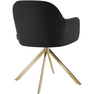 Silla de comedor giratoria 360º terciopelo, 56x59x81 cm negro/oro