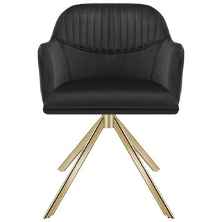Silla de comedor giratoria 360º terciopelo, 56x59x81 cm negro/oro