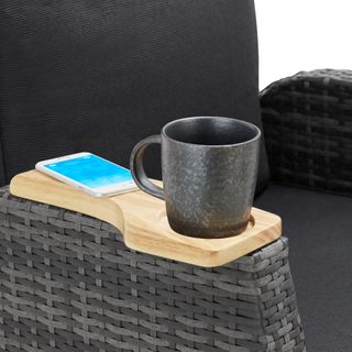 Sillón de ratán marco de aluminio 68,5 x 67 - 128 x 87 - 104 cm gris