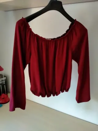 Blusa granate manga larga escotada