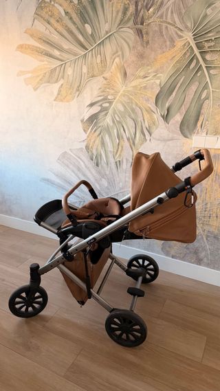 Carrito 2 en 1 Anex E, cuero ecologico camel