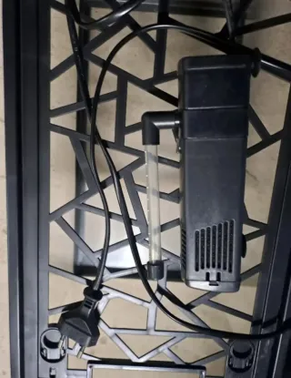 Acuario con tapa, filtro y rampa