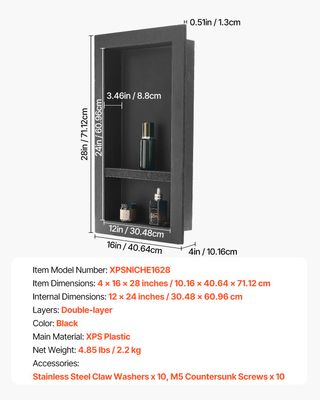 Nicchia Doccia 40,6 x 71,1 x 10,2 cm con Ripiano