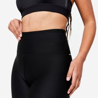 Mallas Leggings Tiro Alto Fitness Mujer 100 Negro