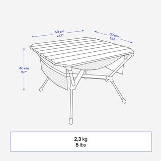 Mesa de camping compacta, 2 personas, blanca