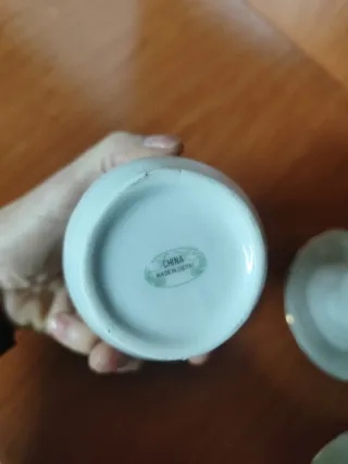 Juego de café porcelana blanco y plata