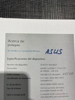 Portátil Asus i7 3517U/4GB/256GB
