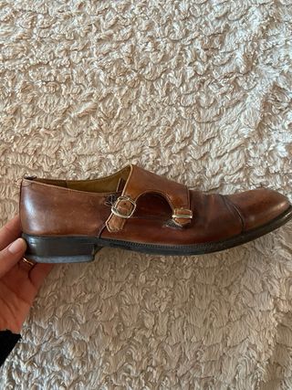 Zapatos de vestir marrones doble hebilla
