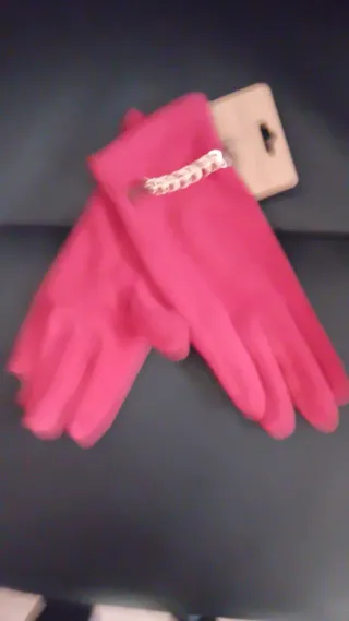 Guantes rojo cereza con cadena. Señora